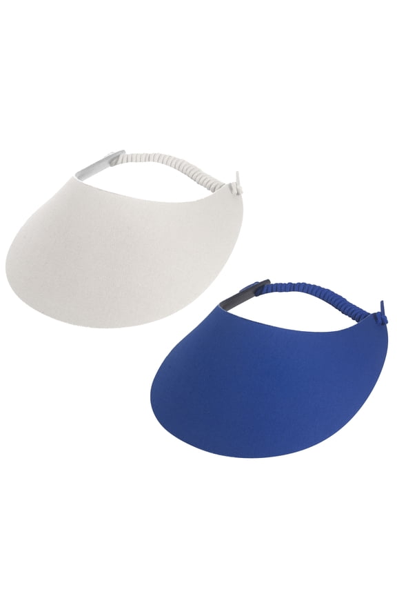 Top Headwear Women's Cotton Foam Visor- Stretch Sun Protection Hat, 2 PC White/Royal