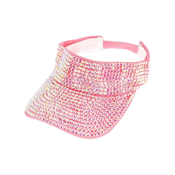 Top Headwear Women's Full Rhinestone Visor, Bling Sun Hat, Pink