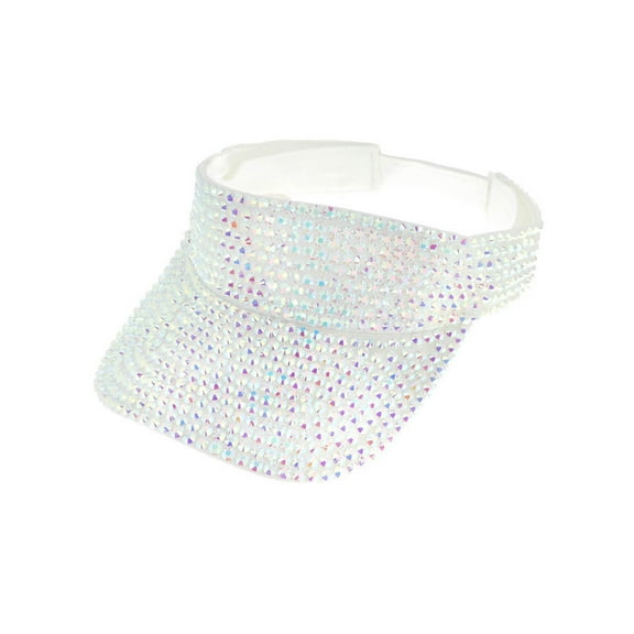 Top Headwear Women's Full Rhinestone Visor, Bling Sun Hat, White