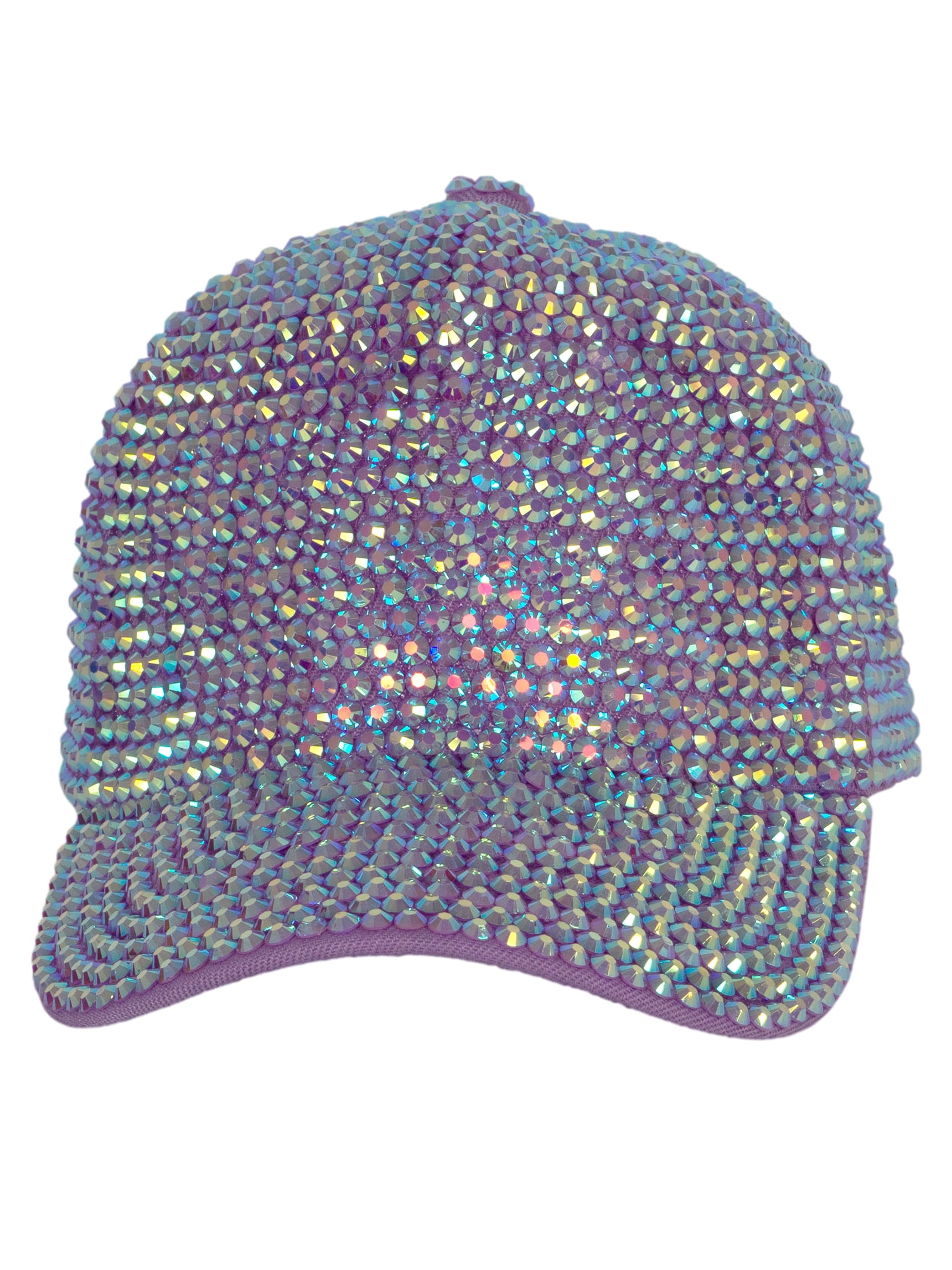 Front Bejeweled Sparkly Color Adjustable Women's Lime Green Cap with Green AB Stones