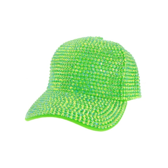 Top Headwear Women's Full Sparkle Rhinestone Gem Bling Baseball Cap - Lime Green