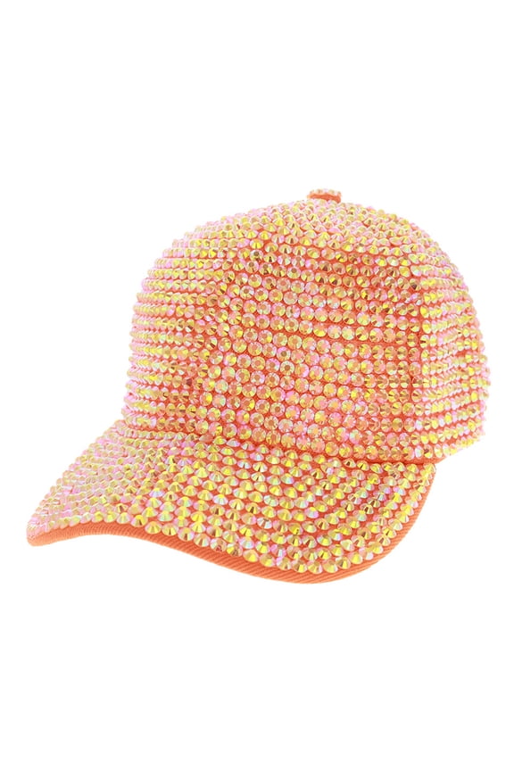 Top Headwear Women's Full Sparkle Rhinestone Gem Bling Baseball Cap - Orange
