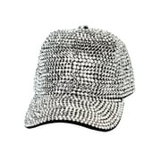 Top Headwear Womens Full Sparkle Rhinestone Gem Bling Baseball Cap - Silver