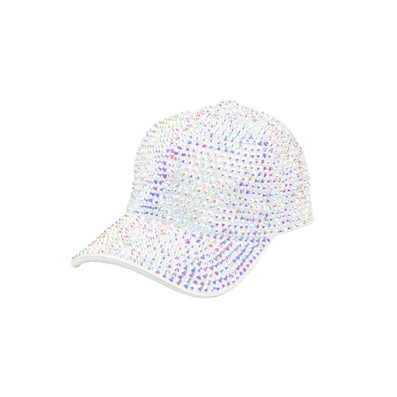Top Headwear Women's Full Sparkle Rhinestone Gem Bling Baseball Cap - White