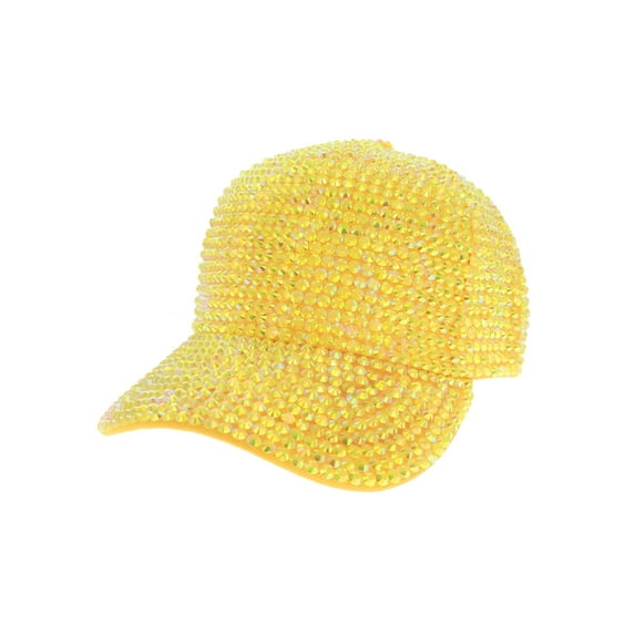 Top Headwear Women's Full Sparkle Rhinestone Gem Bling Baseball Cap -Yellow