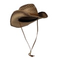 thumbnail image 1 of Top Headwear Women's Raffia Cowboy Hat - Western Raffia Outback Widebrim With Leather Chin Cord, Brown, 1 of 3