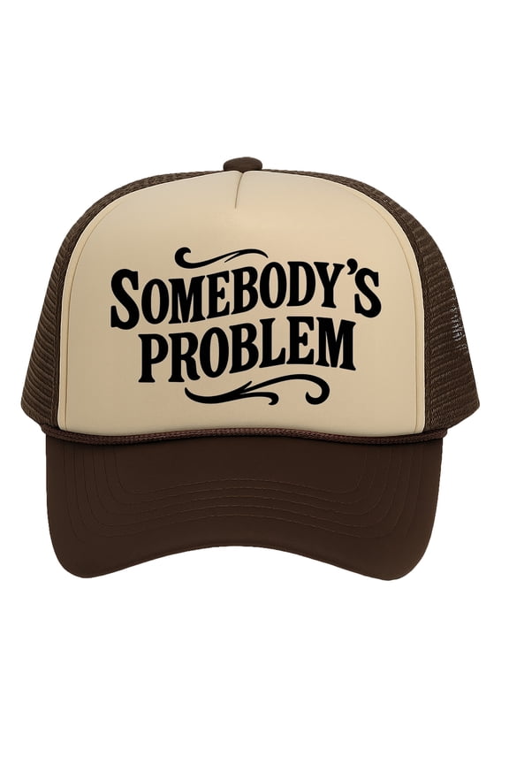 Top Headwear Women's Somebody’s Problem Trucker Hat - Mesh Snapback Cap, Khaki/Brown