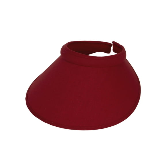 Top Headwear Women's Wide Brim Visor - Sports 5 Inch Wide Clip On Cap, Burgundy