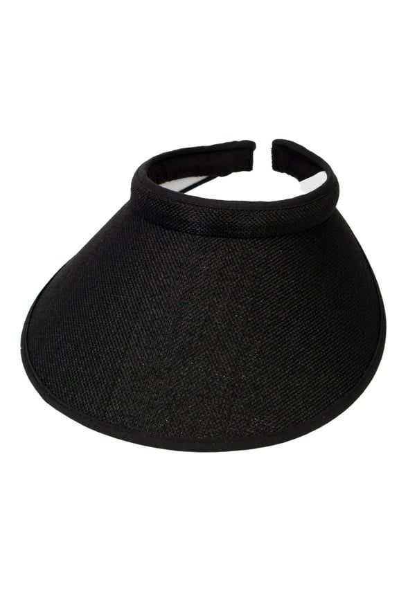 TOP HEADWEAR Women's Wide Brim Visor - Sports 5 Inch Wide Clip On Cap, Weave Black
