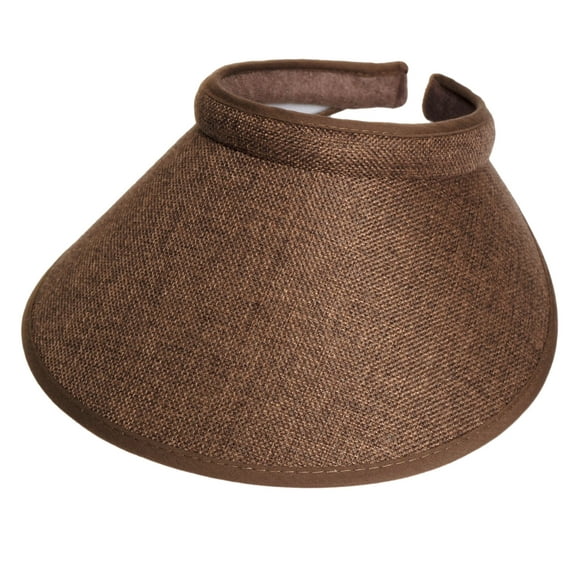 Top Headwear Women's Wide Brim Visor - Sports 5 Inch Wide Clip On Cap, Weave Brown