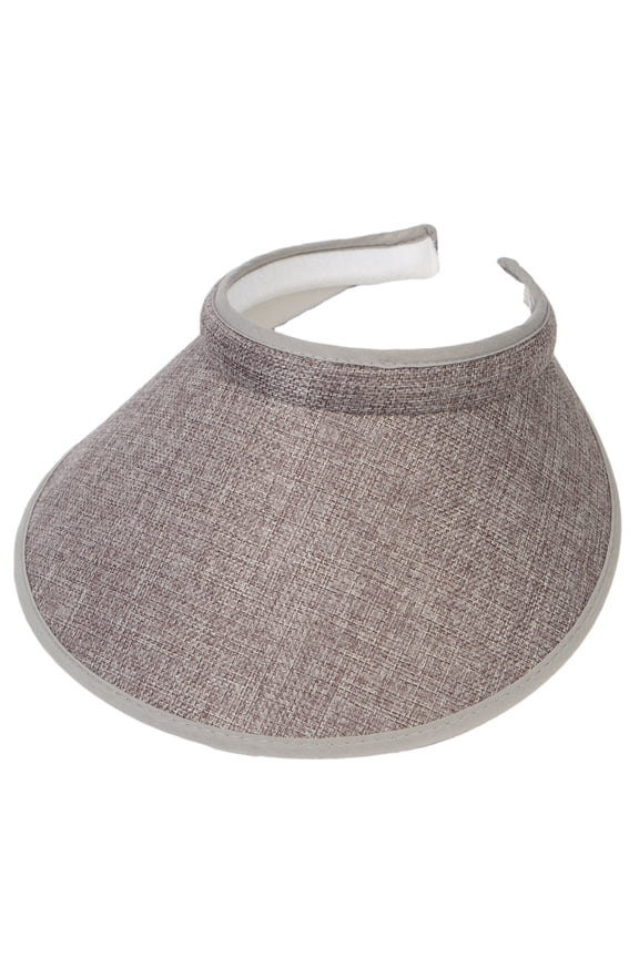Top Headwear Women's Wide Brim Visor - Sports 5 Inch Wide Clip On Cap, Weave Grey