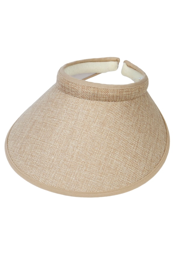 Top Headwear Women's Wide Brim Visor - Sports 5 Inch Wide Clip On Cap, Weave Khaki