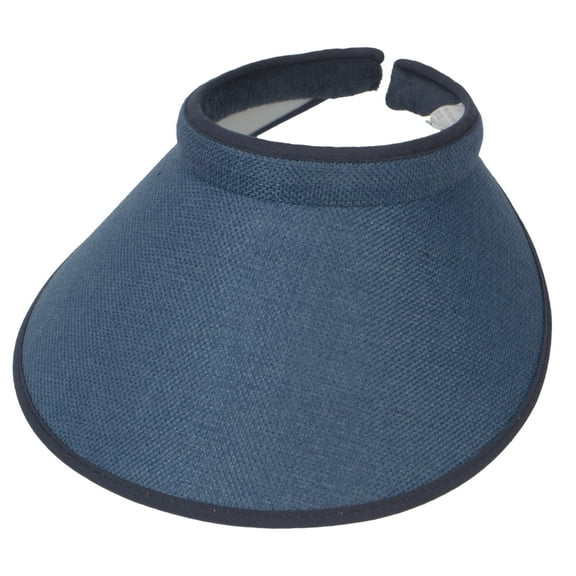 Top Headwear Women's Wide Brim Visor - Sports 5 Inch Wide Clip On Cap, Weave Navy