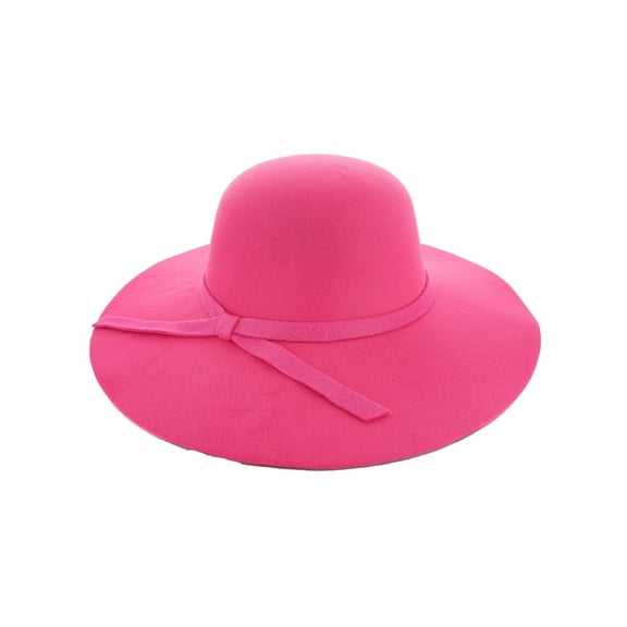 Top Headwear Womens Fashion Belted Felt Floppy Hat - Fuchsia