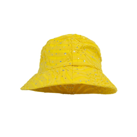 Top Headwear Womens Glitter Bucket Hat- Fashion Bling Sequin Hat, Yellow