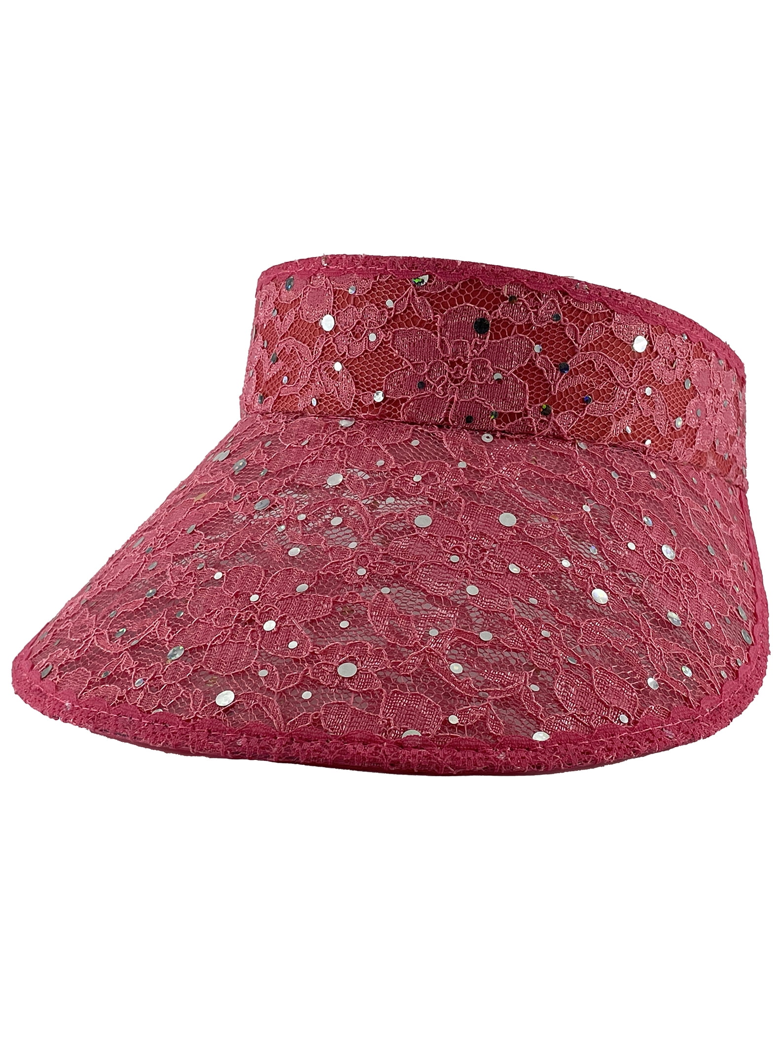 Top Headwear Womens Glitter Sequin Wide-Brim Visor Hat 