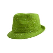 Top Headwear Womens Glitter Sparkle Fedora Hat - Lime Green