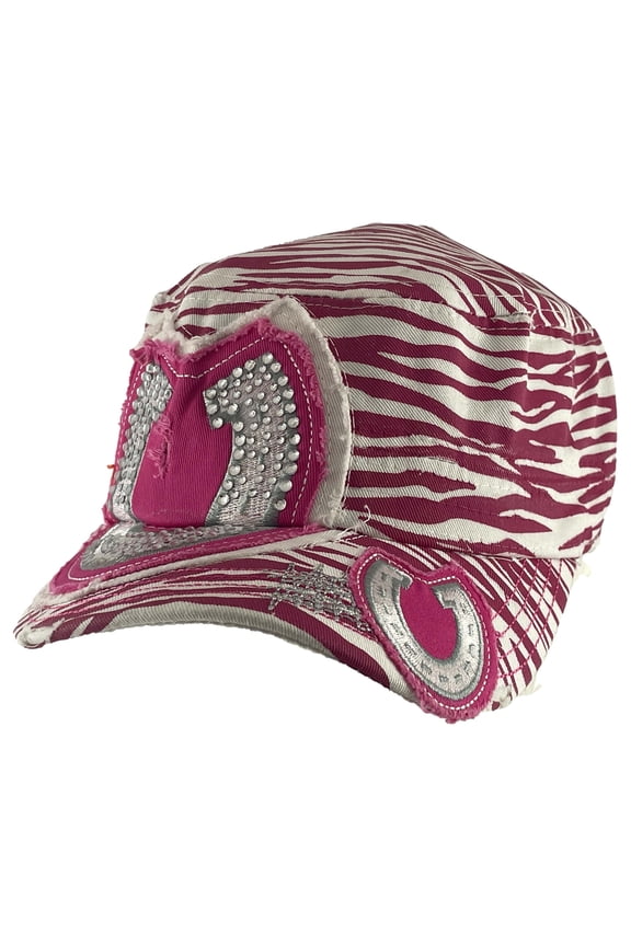 Top Headwear Womens Print Adjustable Cadet Cap - Pink Zebra - Horseshoe