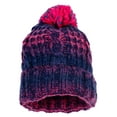 thumbnail image 1 of Top Headwear Womens Winter Knit Beanie Hat Stripe Pom, Navy/ Hot Pink, 1 of 3