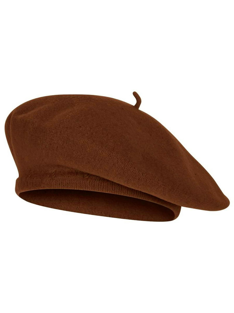 5638 Tan- Warm Lined Wool Brown Knit Berets- French Paris Hat Wool Beret Women main image 3
