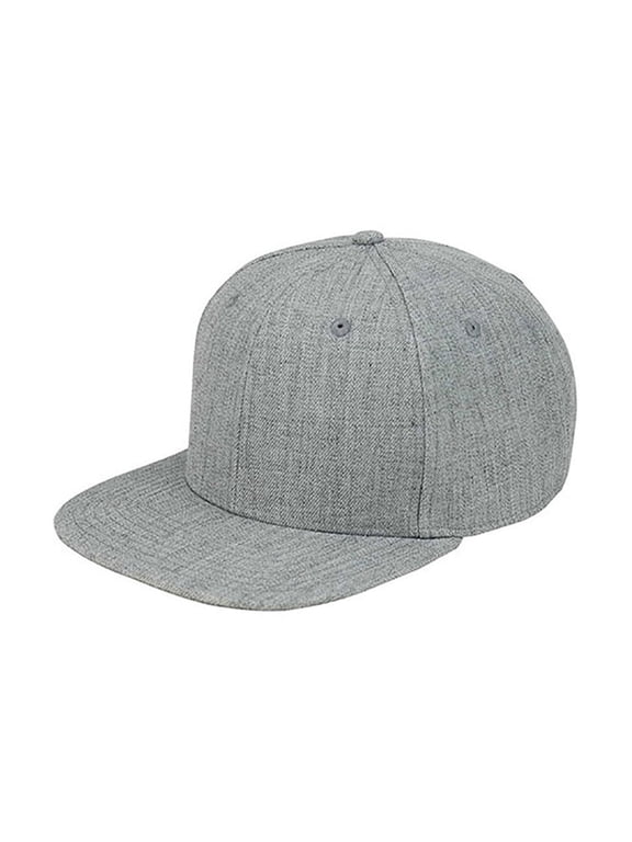 Top Headwear Wool Flat Bill Snapback Cap - Heather Grey