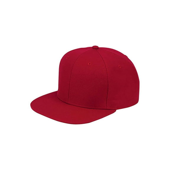 Top Headwear Wool Flat Bill Snapback Cap - Red