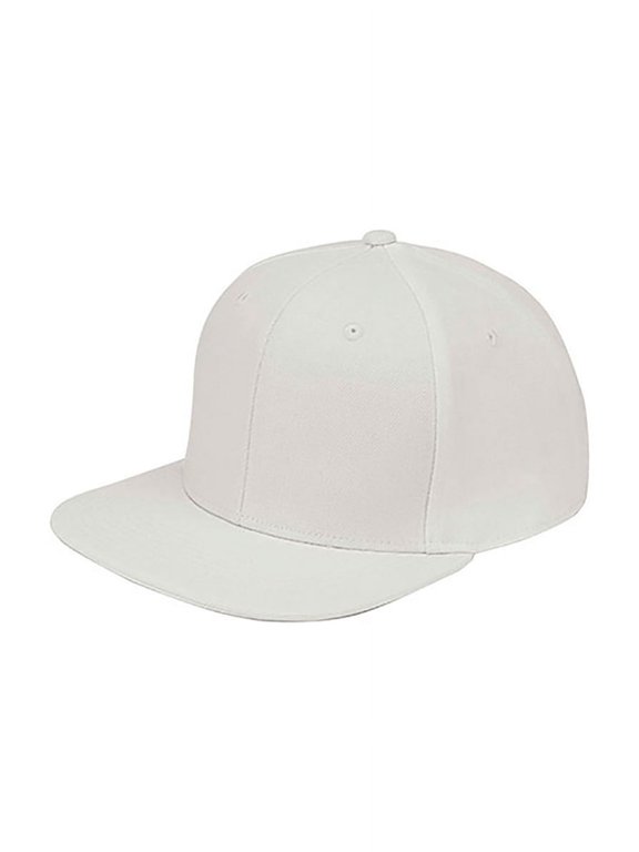 Top Headwear Wool Flat Bill Snapback Cap - White