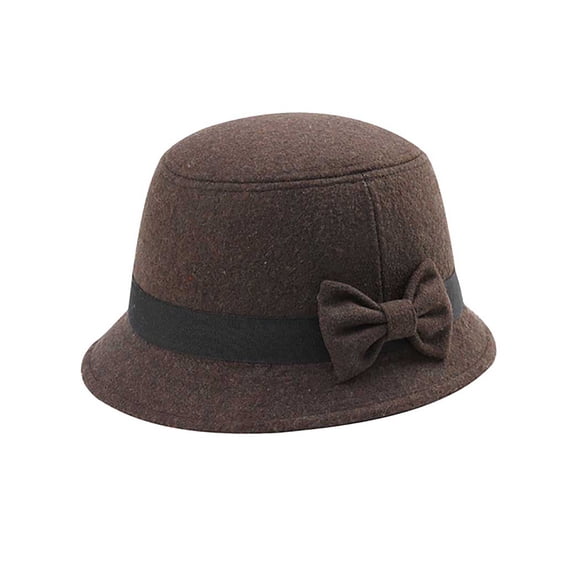 Top Headwear Wool Plaid Cloche Hat - Coffee