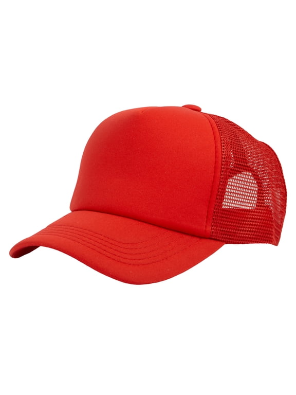 Top Headwear Youth Unisex Kids Snapback Trucker Cap, Red