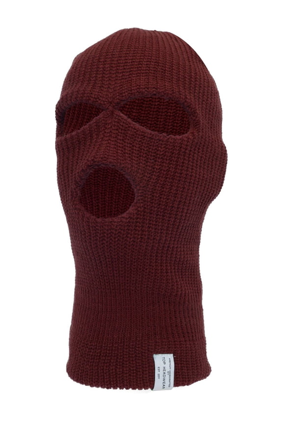 Top Headwear's 3 Hole Face Ski Mask, Balaclava Burgundy
