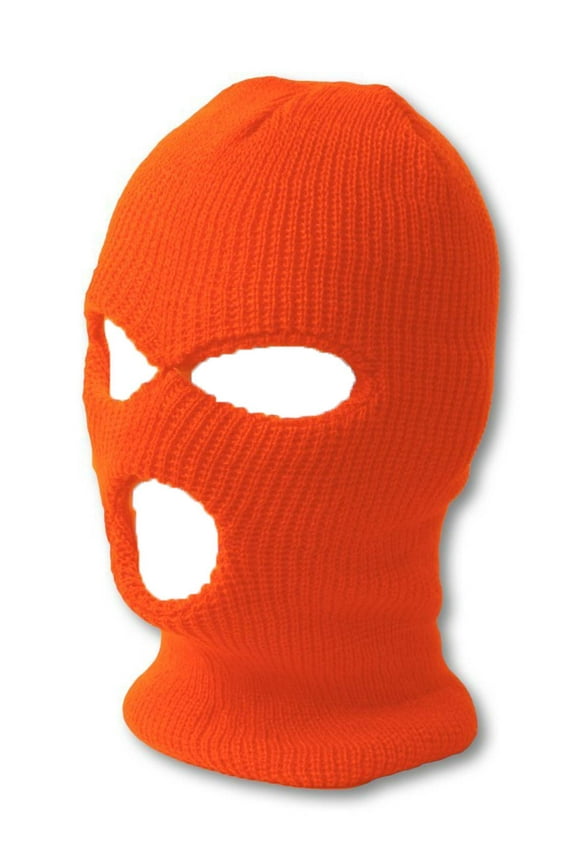 Top Headwear's 3 Hole Face Ski Mask, Neon Orange