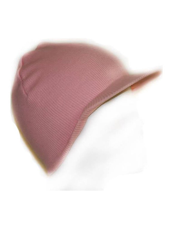 Top Headwear's Cuffless Winter Beanie w/ Visor Brim SMALL/MEDIUM - Pink