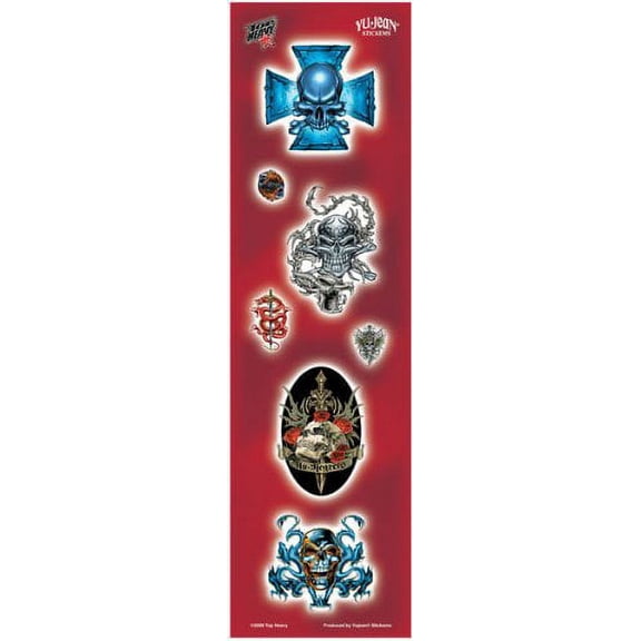 Top Heavy - Dragons Roses Skull Strip Sticker Decal - Weather Resistant, Long Lasting for Any Surface