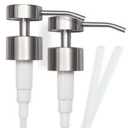 Top Home Store Elegant Flat Top Stainless Steel Soap and Lotion Dispenser Pumps Brushed Nickel, 2 Pack