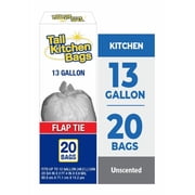 Top Job Basic Kitchen Trash Bags, 13 Gallon, 20 Bags (Flap Tie)