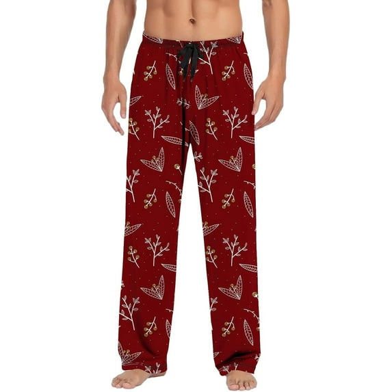 Top-Kevin Mens Navy Christmas Snowflake Pajama Pants,Soft Lounge Pants Comfy Pajama Bottoms Drawstring Pockets White For Men
