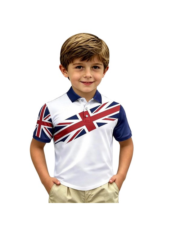 Top Kids Summer Clothes Boy's UK National Day Graphic For Boys Patriotic Celebration Top For Casual Everyday Wear Lightweight Crewneck Summer Tee Shirts Clothes Size 11-12T