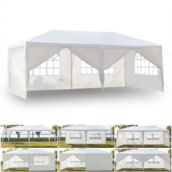 Top Knobs 10'x20' Easy Set Up Canopy Tent with 6 Removable Sidewalls Panels,Folding Instant Wedding Party Outdoor Commercial Event Gazebo Pavilion, White