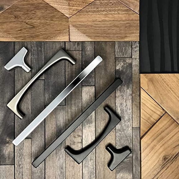 Top_Knobs Riverside Pull Color Flat Black 8 13/16" Length Grace Coll Contemporary Transitional Bar Handle Decorative Kitchen Bath Cabinet Door Hardware Dresser Bathroom Metal Handl