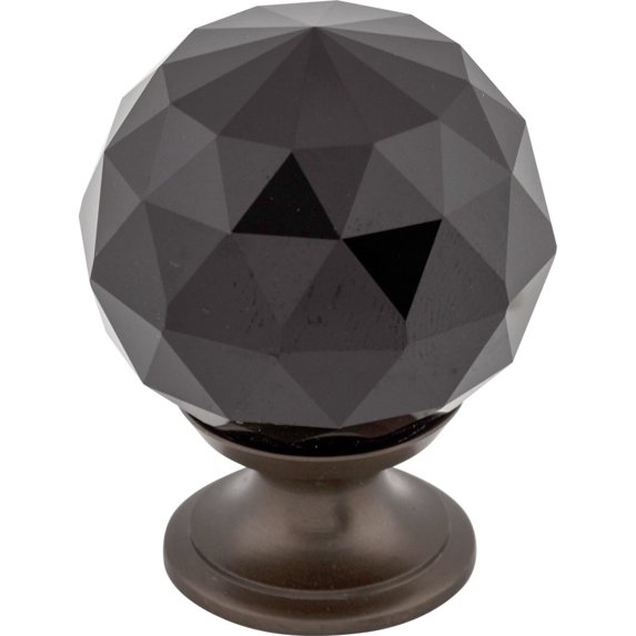 1-3/8" Dia. Crystal Knob w/ Oil Rubbed Bronze Base - Black Crystal/Oil-rubbed Bronze