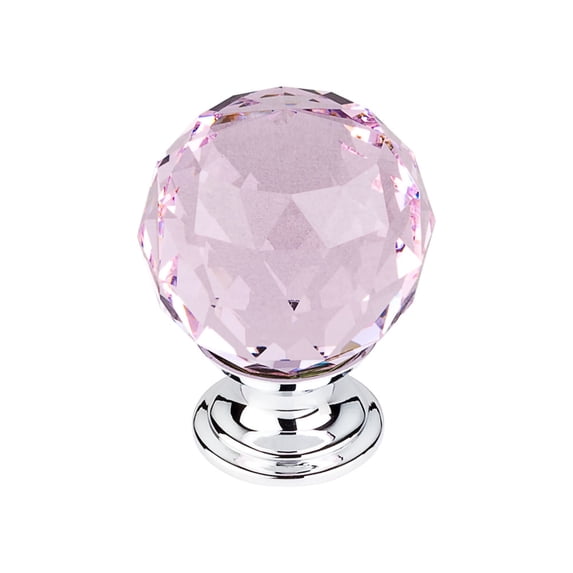 Top Knobs Tk118 Pink 1-3/8" Round Cabinet Knob From The Crystal Collection - Chrome