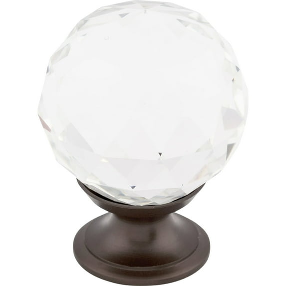Top Knobs Tk126 Clear 1-3/8" Round Cabinet Knob From The Crystal Collection - Bronze