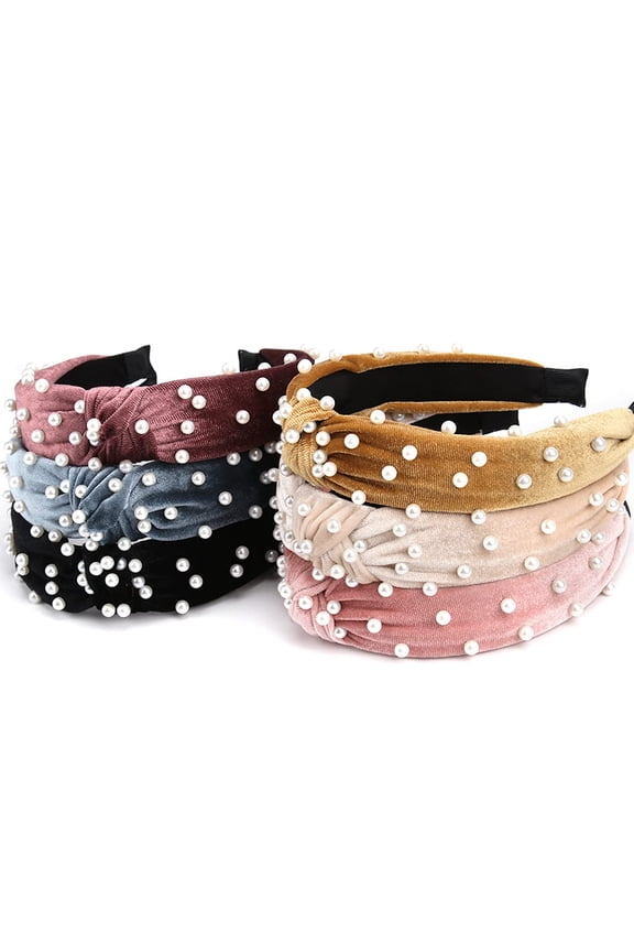 Top Knot Headbands Wide Plain Hair Bands for Women's Hair Fashion Pearl Hair Accessories