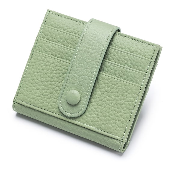 Top Layer Cowhide Anti-Theft Women's Small Wallet, Multi-Card Slot Card Holder Case | Japanese Korean Style Buckle Wallet, Slim Compact Ladies Daily Use Coin Purse