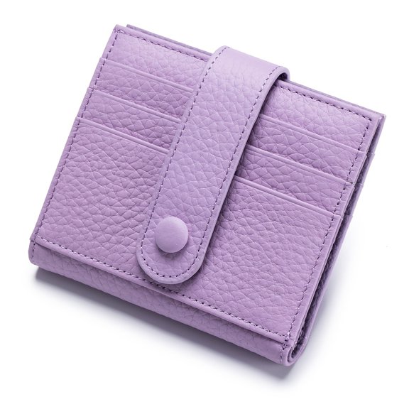 Top Layer Cowhide Anti-Theft Women's Small Wallet, Multi-Card Slot Card Holder Case | Japanese Korean Style Buckle Wallet, Slim Compact Ladies Daily Use Coin Purse