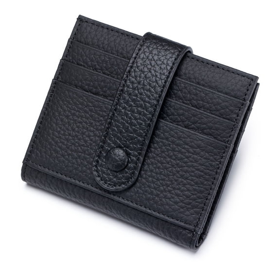 Top Layer Cowhide Anti-Theft Women's Small Wallet, Multi-Card Slot Card Holder Case | Japanese Korean Style Buckle Wallet, Slim Compact Ladies Daily Use Coin Purse