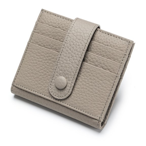 Top Layer Cowhide Anti-Theft Women's Small Wallet, Multi-Card Slot Card Holder Case | Japanese Korean Style Buckle Wallet, Slim Compact Ladies Daily Use Coin Purse