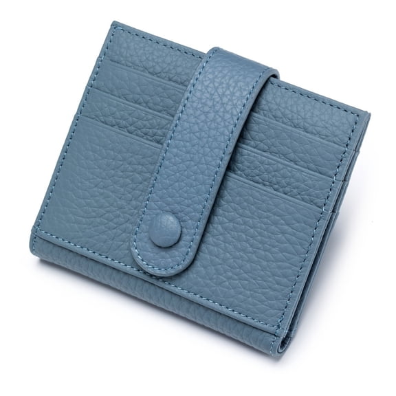 Top Layer Cowhide Anti-Theft Women's Small Wallet, Multi-Card Slot Card Holder Case | Japanese Korean Style Buckle Wallet, Slim Compact Ladies Daily Use Coin Purse