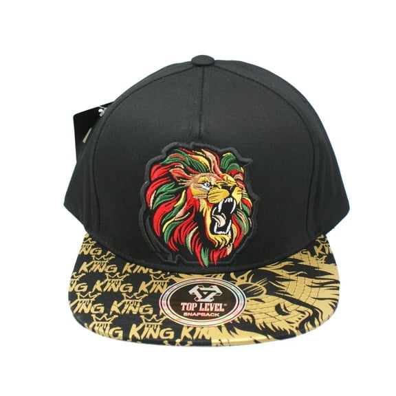 Top Level King Embroidered Lion Hip Hop Snapback Adjustable Flat Bill Hat Cap