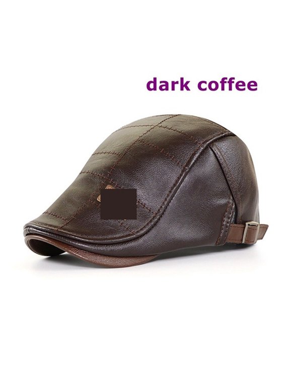 Top Level Leather Newsboy Cap Men Planas Duckbill Visor Hat Winter Autumn Warm Flat Caps Vintage Man Hats ,Unisex